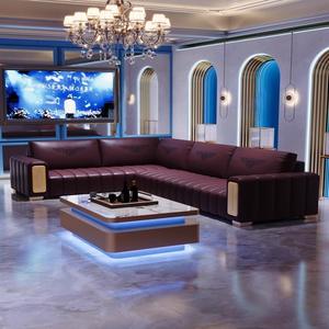 Canapé KTV en cuir synthétique moderne, bar, <span class=keywords><strong>karaoké</strong></span>, boîte, salon, club de nuit, table basse en forme de coin, lumineux, personnalisable - Product Image 4