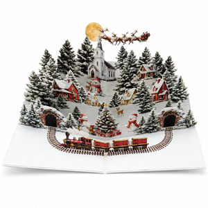 Tarjetas <span class=keywords><strong>de</strong></span> Felicitación Navideñas 3D Pop-up al por Mayor: Diseño <span class=keywords><strong>de</strong></span> Tren, Trineo <span class=keywords><strong>de</strong></span> Santa, Muñeco <span class=keywords><strong>de</strong></span> Nieve, Árbol <span class=keywords><strong>de</strong></span> Navidad y Capilla - Tarjetas <span class=keywords><strong>de</strong></span> Agradecimiento para las Fiestas - Product Image 2