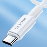 Câble de données USB2.0 Type-C vers Type-C SAMZHE 1,5 m en PVC blanc, charge rapide PD100W pour iPad, MacBook, ordinateur portable, téléphone, utilisation en voiture