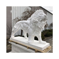Statue de Merlion en marbre blanc sculptée à la main, sculpture de Merlion en pierre pour la décoration de jardin