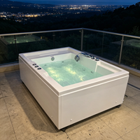 Baignoire Spa 2 Personnes 1800x1200mm avec Moteur Chauffant Certifié CE, Massage Combo 6 Jets (Hydromassage à Air), Cascade et Jets, pour Hôtels