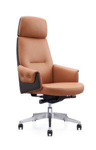 Chaise ergonomique en cuir fabriquée en Chine, mousse monobloc, châssis à 3 positions verrouillables, vérin à gaz de classe 3, roulettes silencieuses en PU noires de 60 mm - Product Image 4