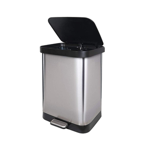 De Metal de acero inoxidable <span class=keywords><strong>Pedal</strong></span> de pie residuos Bin 50l/cubo de basura/basura Bin <span class=keywords><strong>con</strong></span> cubierta de plástico - Product Image 3