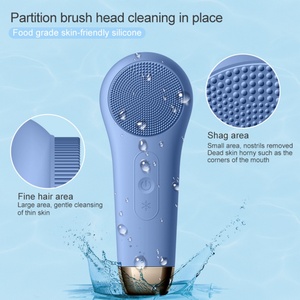 Brosse nettoyante électrique en silicone pour le visage avec fonction compresse chaude et froide, étanche, pour le gommage du visage et le raffermissement de la peau du corps - Product Image 4