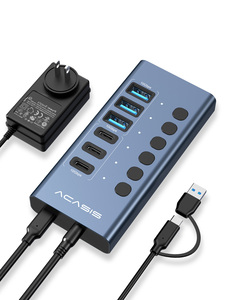 อะแดปเตอร์ Acasis 6 พอร์ต 10Gbps USB 3.2 Hub แบบมีไฟในตัว, 3 พอร์ต USB-A และ 3 พอร์ต USB-C - Product Image 1