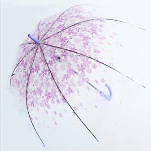 Vente en gros Parapluie pliant moderne transparent imprimé fleurs pour adultes avec contrôle semi-automatique pour filles - Product Image 5