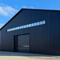 Edificio de Estructura de Acero con Paneles de Acero Recubiertos de Color Negro y Naranja Modernos, Lámina de Acero de Color Personalizado para Almacenes y Talleres