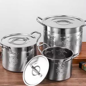 Juego de Ollas de Acero Inoxidable de 24+26+28+30CM, Gran Capacidad, Olla Profunda para Sopa y Caldo, para Cocina India, Utensilios de Cocina de Metal Sostenible - Product Image 4