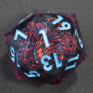 DICE DND ดันเจี้ยนแบบปรับแต่งได้แกนเหลวทำด้วยมือ RPG 50mm แกนมังกร D20แบบ RPG ขนาด50มม. - Product Image 5