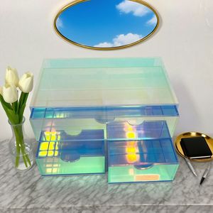 Acrylic <b>Storage</b> Box <b>Drawer</b> Style With Lid 19x11x10cm Transparent Jewelry Organizer Desktop <b>Storage</b> Container - Product Image 1