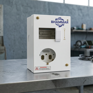 1 Socket + TPN MCB 20/3 Amp Industrial Distribution <b>Box</b> Metal Enclosure Indoor/Outdoor Use Made India Gujarat KK44 Model - Product Image 2