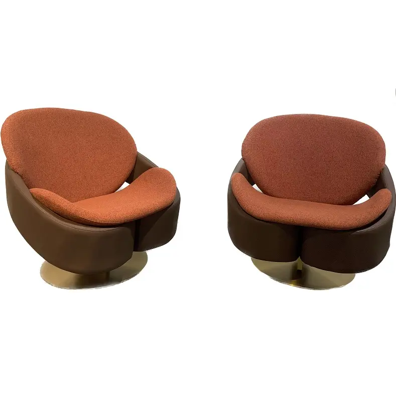 거실 가구를위한 현대 디자이너 라운지 의자 가죽 스테인레스 스틸베이스