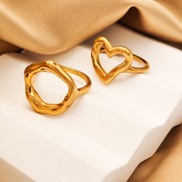 EManco Valentijnsdag Cadeau Minimalistische Ring 18K Goud Geïmpregneerd RVS Liefdeshart Vorm Holle Ring