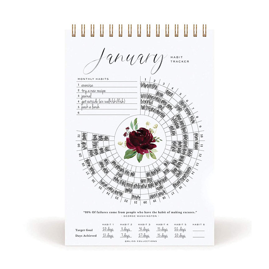 Beautiful Habit Tracker And Goal Planner Spiral Bound Habit Tracking Journal