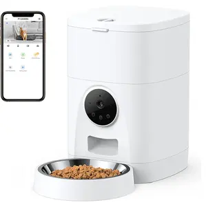 เครื่องจ่ายอาหารสุนัขอัจฉริยะควบคุมด้วยรีโมต4L ผ่าน WiFi เครื่องให้อาหารแมวอัตโนมัติเครื่องให้อาหารสัตว์เลี้ยงอัจฉริยะพร้อมกล้อง