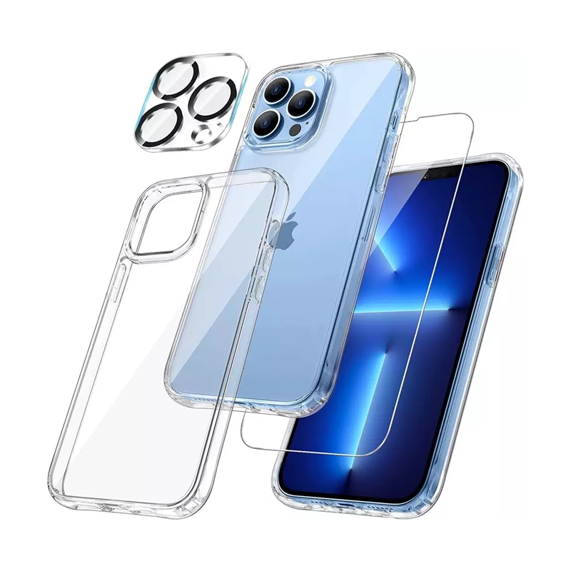 3 в 1 чехол для iPhone 14 защита для объектива камеры из закаленного стекла с установочным комплектом