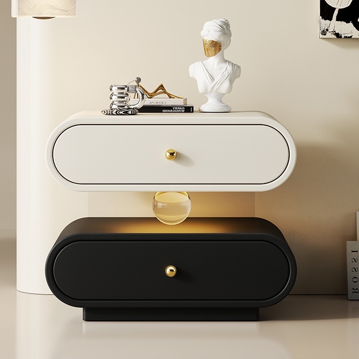 Italian Minimalist Floating Solid Wood Bedside Table with Crystal Ball Light – Modern Wall-Mounted Nightstand Cabinet for Bedroom - View 3