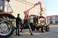 Grue forestière hydraulique RIMA de 1,5 tonne avec grappin, grue de chargement de bois montée sur tracteur série RC, grue forestière à rotation 360°