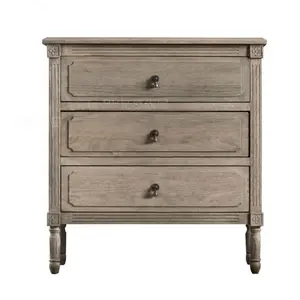 Hot selling french province bedroom furniture antique wooden nightstand bedside table chest of drawer