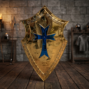 Escudo Medieval de Latón Pulido, Placa Decorativa de Armadura, Accesorio Histórico para Películas, Decoración para Halloween - Product Image 3