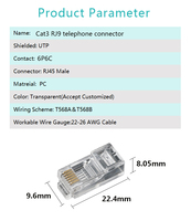 Connecteur modulaire RJ12 6P6C de haute qualité, prise mâle longue pour câbles téléphoniques et Ethernet