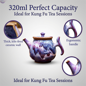 Théière traditionnelle chinoise en céramique émaillée, capacité 320 ml, faite à la main, résistante à la chaleur, style Dynastie Song, <span class=keywords><strong>service</strong></span> de thé et café - Product Image 2