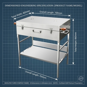 Barbecue portable en charbon <span class=keywords><strong>de</strong></span> bois, pliable, type valise, <span class=keywords><strong>pour</strong></span> camping, avec fonction fumoir et grill - Product Image 2