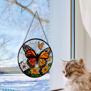Bướm Màu cử<span class=keywords><strong>a</strong></span> sổ treo màu bướm suncatcher với chuỗi vòng hoa dấu hiệu cho vườn hoa cử<span class=keywords><strong>a</strong></span> hàng - Product Image 2