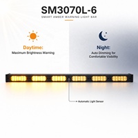 Barra de Luces de Emergencia de 36 Pulgadas con Lente Ahumada, ECE R65 XA2 SAE J595 IP67, 72 LED, 22 Patrones de Destello, Sensor Día/Noche Automático, 12-24V