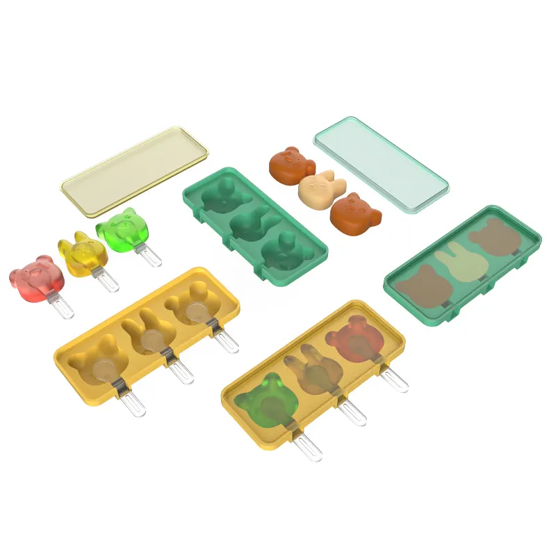 Silicone Popsicle Mold 6-cavity DIY Ice Pop Mold with Colorful Plastic Sticks Popsicle Makers for Egg Bites Lollipop baby food