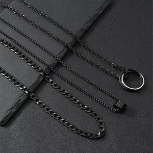 <span class=keywords><strong>Collier</strong></span> en acier inoxydable style Trap, maillons cylindriques stéréo, ensemble de <span class=keywords><strong>3</strong></span> pendentifs tendance Hip Hop pour hommes - Product Image 6