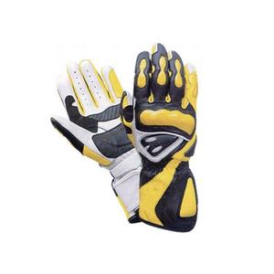 Yellow Black Patchwork Autumn Winter Sheepskin Leather Motorcycle Motorbike Breathable Racing Ridding Thermal-Waterproof <b>Gloves</b> - Product Image 1