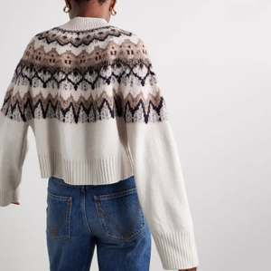 Camisola Personalizada <span class=keywords><strong>Cardigan</strong></span> Camisola Tripulação Pescoço Jacquard <span class=keywords><strong>Cardigan</strong></span> Malhas <span class=keywords><strong>Alpaca</strong></span>-mistura Mulheres Fair Isle Camisola <span class=keywords><strong>Cardigan</strong></span> - Product Image 4