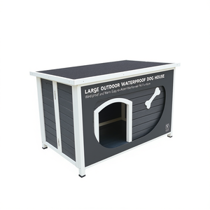 Grande niche pour chien imperméable d'extérieur en plastique gris, pour toutes les saisons, facile à assembler - Product Image 1