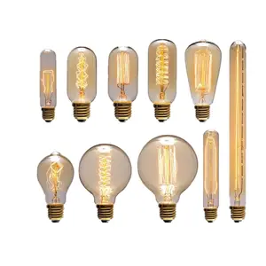 Lâmpada de edison e27 40w 60w 220v, a60 bt53 st64 a19 t45 st48 filamento incandescente luz ampola vintage para decoração de natal