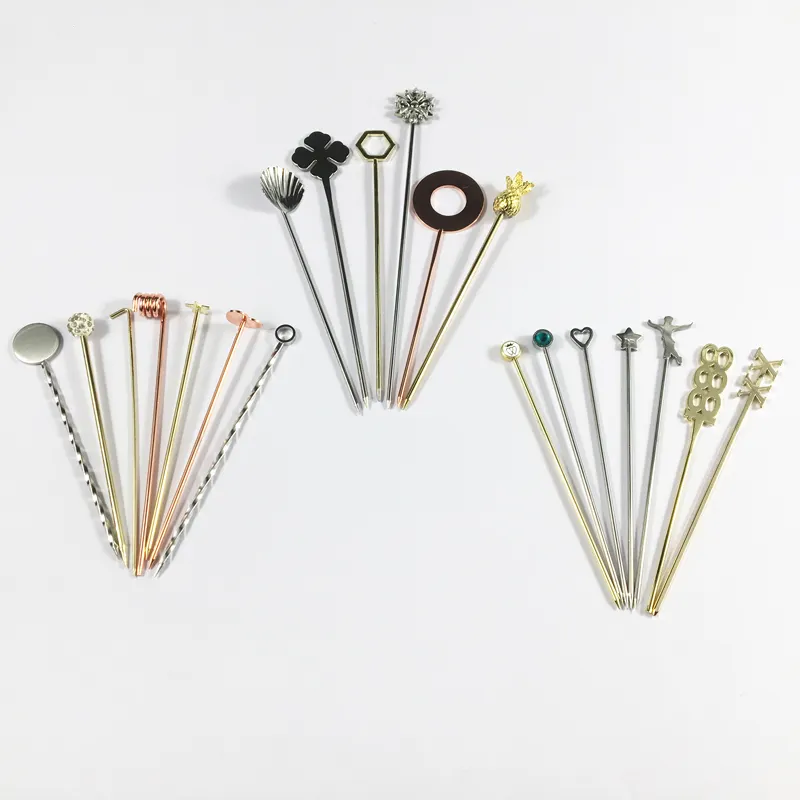 High Quality Bar Tools Stainless Steel Fruit Needle Cocktail Fruit Pick With Logo