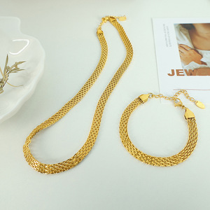 Bracelet collier large creux minimaliste européen et américain Ins Trend Mesh Clavicule Chain Set - Product Image 1