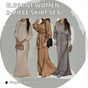 Ensemble jupe plissée 2 pièces T7 pour femme, jupe longue taille haute et chemise ample à manches longues, décontracté, en lin/coton écologique - Product Image 2