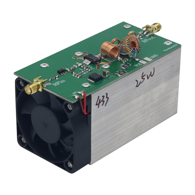 433MHz (390-470MHz) 25W RF Power Amplifier RF Power Amp Module with 30dB Gain and Cooling Fan