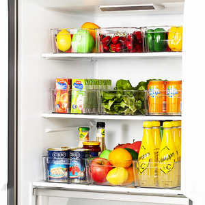 Pack of 4/6/8 Pieces Food Kitchen Pantry Organization Clear Plastic Bins Fridge Storage Containers Organizer