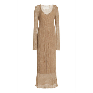 Abito estivo da donna in maglia lunga Slip-On Maxi abito in maglia con matita Sexy in tessuto <span class=keywords><strong>di</strong></span> <span class=keywords><strong>lana</strong></span> naturale a vita - Product Image 3