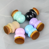 Kuas Foundation Kabuki Keramik Bulu Sintetis Portabel Alat Rias Cair dan Bedak Grosir Logo Kustom