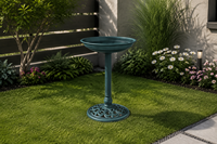 Bain d'oiseaux en résine plastique verdigris, résistant aux intempéries, pour extérieur, sur piédestal, écologique, design Art Déco solaire, léger, pour jardin