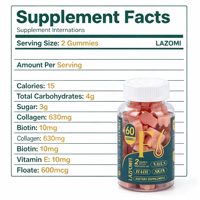 Gummies pour la croissance des cheveux avec biotine et vitamine C, complément alimentaire pour adultes pour la beauté