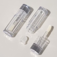 Flacon cosmétique transparent vide en plastique rechargeable avec bouchon à vis, brosse souple, impression sérigraphique, estampage doré, 6 ml, diamètre 25 mm