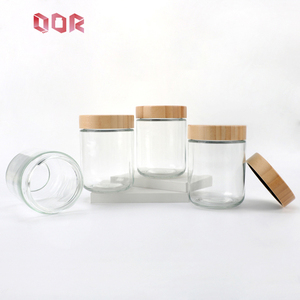Conteneur en verre transparent de luxe de 500 ml avec couvercle en bambou naturel, pot en verre hermétique pour la cuisine, emballage pour soins de la peau - Product Image 5