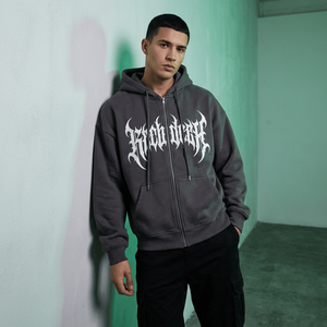 Felpa con Cappuccio Oversize con Zip OEM all'Ingrosso, Streetwear da Uomo, Felpe con Stampa Grafica Personalizzata, Maglione da Uomo di Design, Colore Antracite - Product Image 1