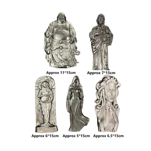 Statue en Obsidienne Argentée en Gros : Déesse Hécate/Bouddha/Méduse/Jésus, Décoration d'Autel Triple Lune en Cristal pour la Méditation Spirituelle - Product Image 3