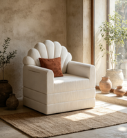 Fauteuil en mousse ultra-douce et compressée, blanc, élégant, pour salon et coin lecture
