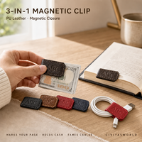 Marque-page magnétique en cuir de style ancien avec logo personnalisé, clip multifonctionnel pour écouteurs et clip pour billets de banque en dollars américains